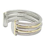 14K Gold Plated Twisted Cable Open Cuff Bracelet – Two Tone · JH320-2T_IM IMG_6206