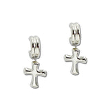Stainless Steel Puffed Cross Hoop Drop Earrings – Silver · SSE361R_IVY IMG_6227