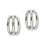 Stainless Steel Double Row Split Hoop Earrings – Silver · SSE314R_IVY IMG_6255