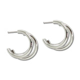 Stainless Steel Double Row Split Hoop Earrings – Silver · SSE314R_IVY IMG_6257