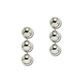 Stainless Steel Triple Sphere Ball Drop Earrings – Silver · SSE362R_IVY IMG_6260