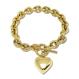 Puffed Heart Charm Toggle Stainless Steel Bracelet – Gold · SSB0033G_IVY IMG_6268