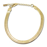 Flat Herringbone Stainless Steel Chain Bracelet – Gold · SSB0004G_IVY IMG_6301