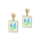 Mahjong Blue Flower Tile Drop Earrings – Gold · GSE5103-GD_CRT IMG_6349