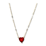 Faceted Heart Rhinestone Pendant Necklace – Gold/Red · MN1493-RED_CRT IMG_6361