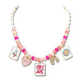 Mahjong Tile Charm Pearl Necklace – Gold/Pink · GSN1747-PK_CRT IMG_6367