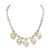 Enamel Heart Charm Rhinestone Necklace – Gold/Clear · MN15231-GDCR_CRT IMG_6384