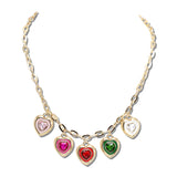 Enamel Heart Charm Rhinestone Necklace – Gold/Multi · MN15231-GDMUT_CRT IMG_6386