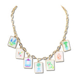 Enamel Mahjong Tile Charm Necklace – Gold/Multi · GSN1739-GD_CRT IMG_6389