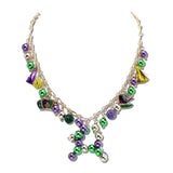Mardi Gras Poodle Charm Necklace – Gold/Purple Green · GSN1785-PUYWGR_CRT IMG_6391