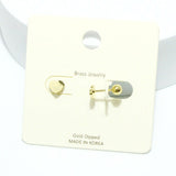 Gold Dipped Dainty Heart Ball Back Stud Earring, Valentine's DAY - view 3