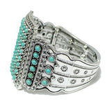 Western Rectangle Turquoise Stone Stretch Bracelet - view 2
