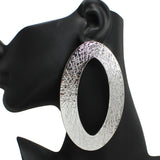 107951, OVERSIZED TEXTURED OVAL METAL EARRING