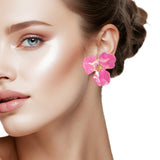 108338, FLOWER AB MATTE FINISH STUD EARRING