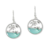 108401, OCEAN THEME PALM TREE SEA TURTLE DANGLE EARRING