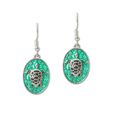 108602, SEA TURTLE OVAL SHAPE DANGLE EARRING