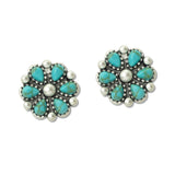 108616, WESTERN TURQUOISE STONE FLOWER STUD EARRING