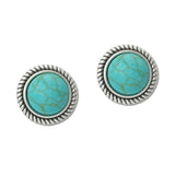 108614, WESTERN ROUND TURQUOISE STONE STUD EARRING