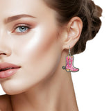 108610, WESTERN PINK BOOTS DANGLE EARRING