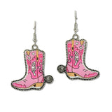 108610, WESTERN PINK BOOTS DANGLE EARRING