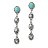 108606, WESTERN TURQUOISE STONE ACCENT CONCHO DROP DANGLE EARRING