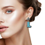 108405, WESTERN BOOTS TURQUOISE STONE DANGLE EARRING