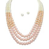 108646, TRIPLE LAYERED GLASS PEARL BEADED NECKLACE