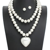 107750, PUFFY HEART BALL BEADED 2 PC NECKLACE SET
