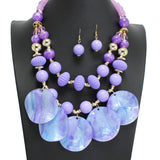 107760, WAVY ROUND CELLULOID ACETATE ACCENT BEADED DOUBLE LAYERED NECKLACE
