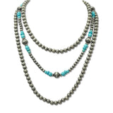 108538, WESTERN TURQUOISE ACCENT NAVAJO BEADED MULTI LAYERED NECKLACE