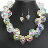 109234, CHUNKY IRIDESCENT BUBBLE BALL BEAD NECKLACE wholesale fashion jewelry - GOOD FEELINGS, INC