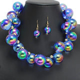 109234, CHUNKY IRIDESCENT BUBBLE BALL BEAD NECKLACE wholesale fashion jewelry - GOOD FEELINGS, INC
