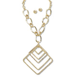 108713, HAMMERED GEOMETRIC METAL STATEMENT NECKLACE