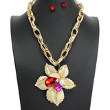 107765, FLOWER RHINESTONE PEARL ACCENT NECKLACE