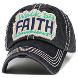 108556, WALK BY FAITH EMBROIDERED VINTAGE BASEBALL CAP