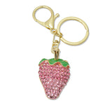 108623, STRAWBERRY PAVE RHINESTONE KEYCHAIN BAG CHARM