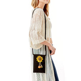 90672, SUNFLOWER PATCH ACCENT MINI STRAW CROSSBODY BAG