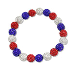 107966, AMERICAN FLAG BLING FIREBALL BEADED STRETCH BRACELET