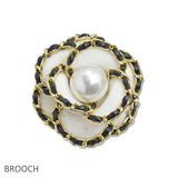 107709, PEARL ACCENT ROSE FLOWER LUXURY BROOCH PIN