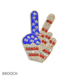 108346, AMERICAN FLAG PEACE SIGN RHINESTONE BROOCH PIN