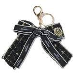 107710, LUXURY RIBBON BOW TWEED KEYCHAIN AND BAG CHARM
