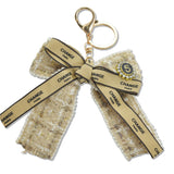 107710, LUXURY RIBBON BOW TWEED KEYCHAIN AND BAG CHARM