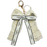 107710, LUXURY RIBBON BOW TWEED KEYCHAIN AND BAG CHARM