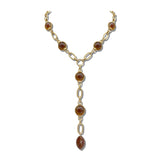 Water Resistant Elegant Baroque Pearl Station Y Necklace – Worn Gold/Tortoise · NK10107TOR NK10107TOR
