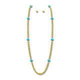24K Gold Tone Pearl Stone Station Long Chain Necklace – 24K Gold Tone/Turquoise · NK10246TQ24K_TP NK10246TQ24K