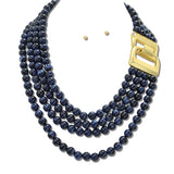 114270, WATER RESISTANT MULTI STRAND BEAD BUCKLE NECKLACE