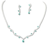 108328, TEARDROP CUBIC ZIRCONIA ACCENT CRYSTAL RHINESTONE NECKLACE SET
