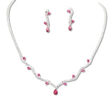 108328, TEARDROP CUBIC ZIRCONIA ACCENT CRYSTAL RHINESTONE NECKLACE SET