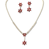 108327, FLOWER CUBIC ZIRCONIA ACCENT CRYSTAL RHINESTONE NECKLACE SET
