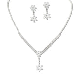 108327, FLOWER CUBIC ZIRCONIA ACCENT CRYSTAL RHINESTONE NECKLACE SET